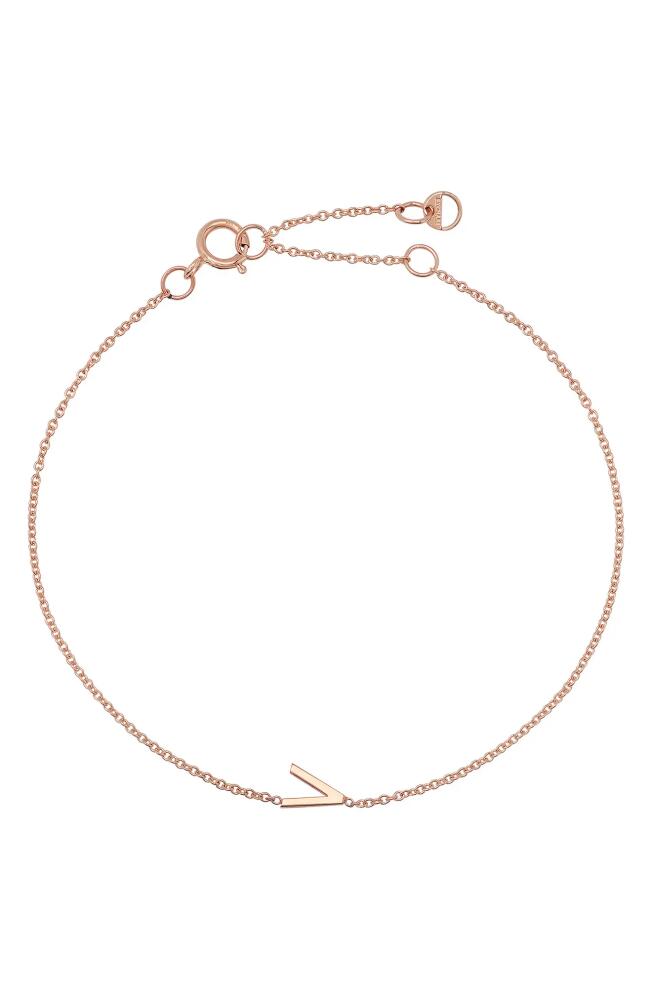 BYCHARI Initial Pendant Bracelet in 14K Rose Gold-V Cover