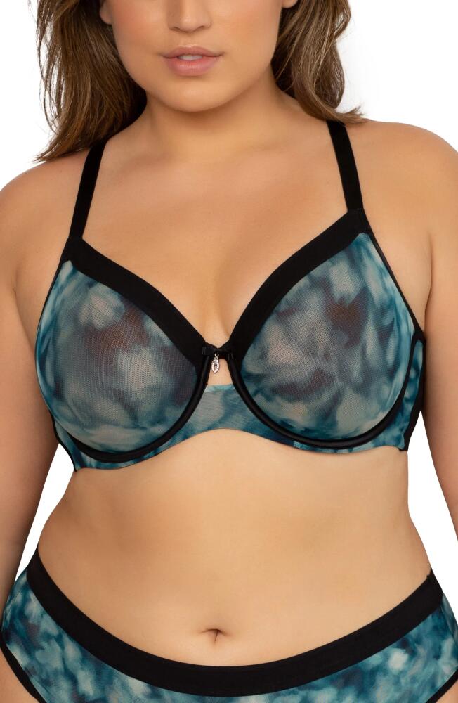 Curvy Couture Full Figure Mesh Underwire Bra in Floral Wash Cover