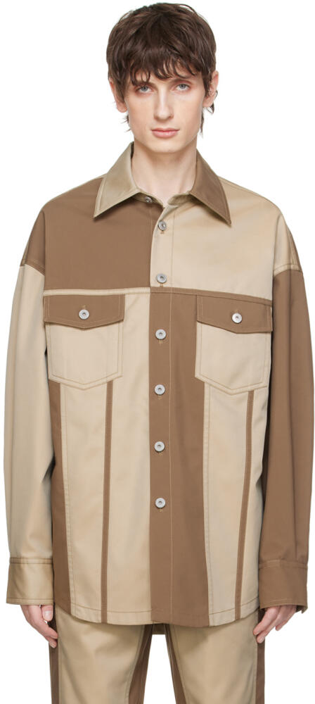 Feng Chen Wang Brown & Beige Paneled Jacket Cover