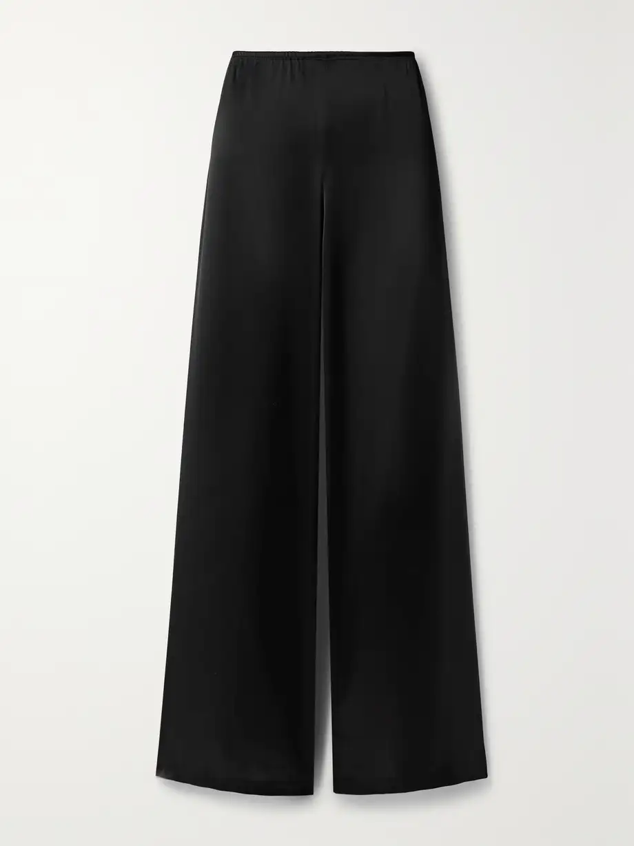 LESET - Barb Satin Wide-leg Pants - Black Cover