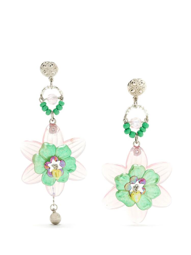 Amir Slama floral asymmetric drop earrings - Pink Cover