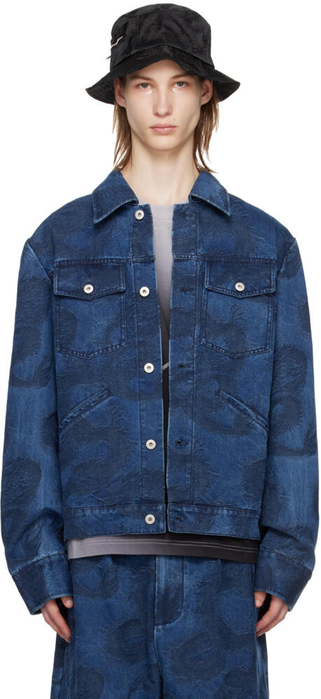 Feng Chen Wang Blue Dragon Denim Jacket Cover