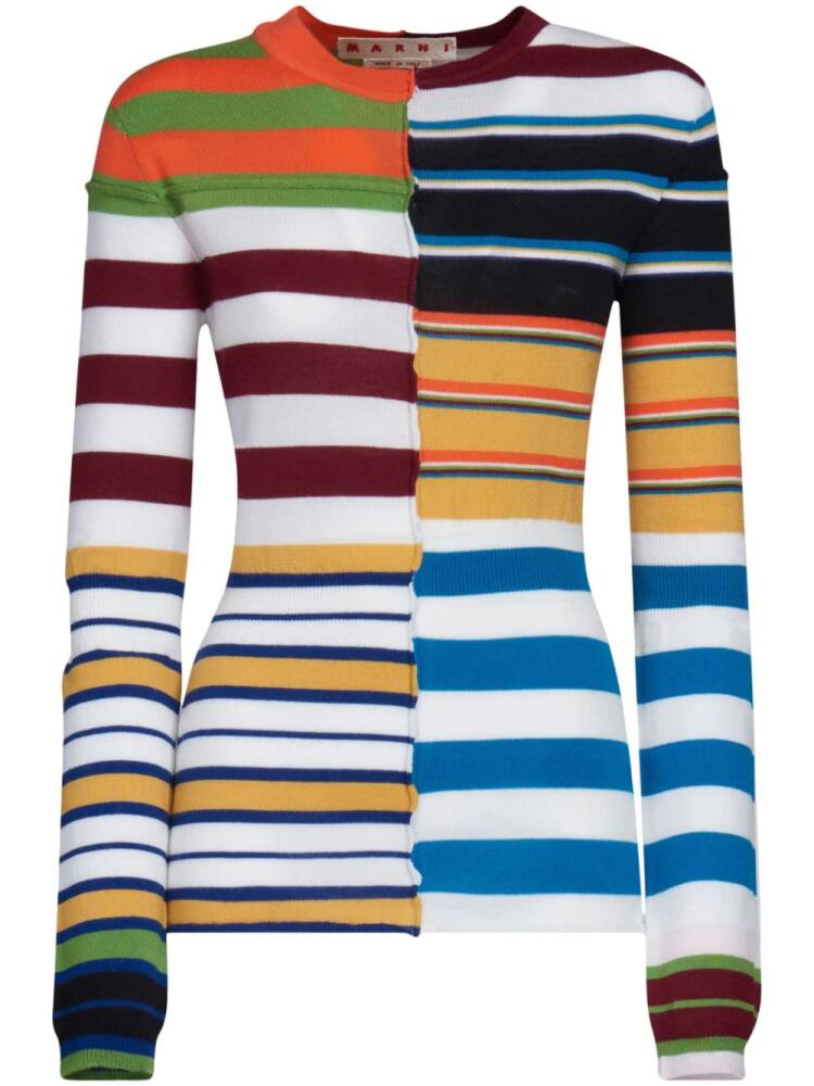 Marni patchwork striped jumper - White Cover