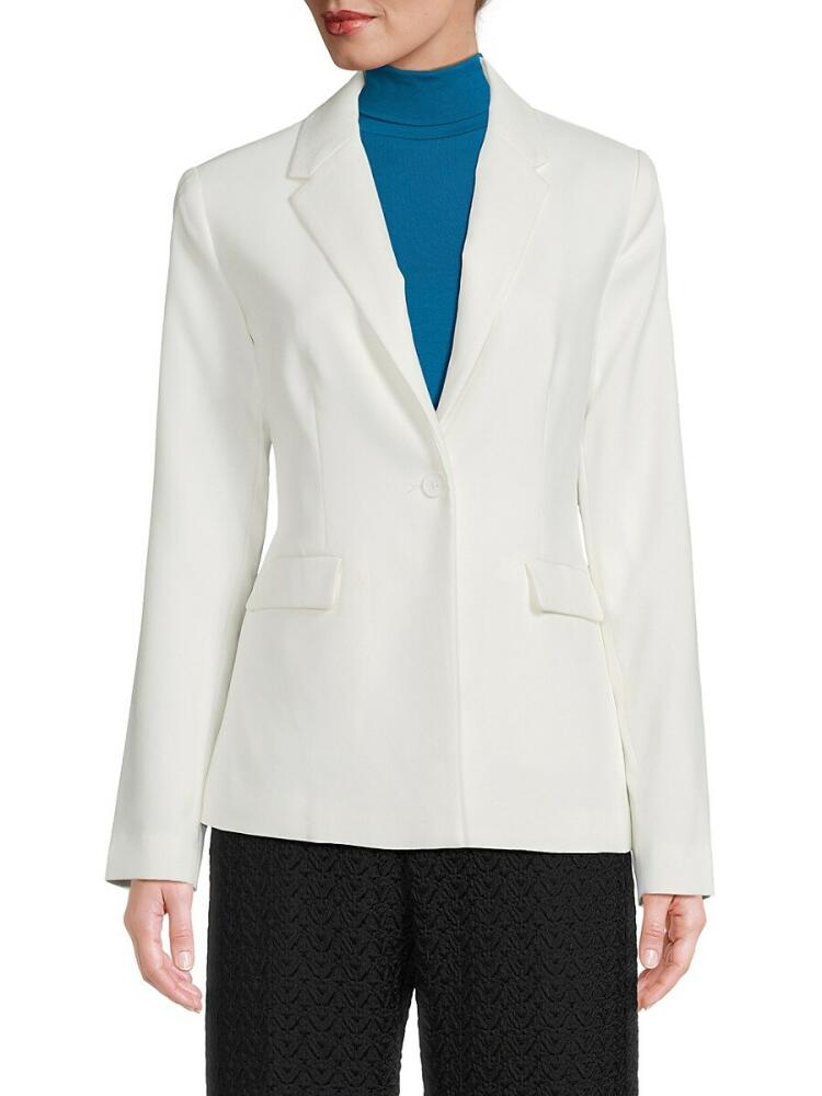 T Tahari Women's Solid Single Button Blazer - White Cover