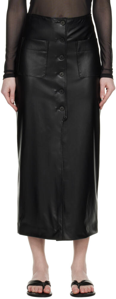 Hugo Black Buttoned Faux-Leather Midi Skirt Cover