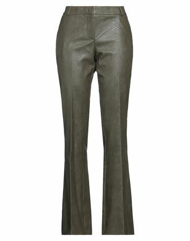 Kiltie Woman Pants Military green Polyurethane, Viscose Cover