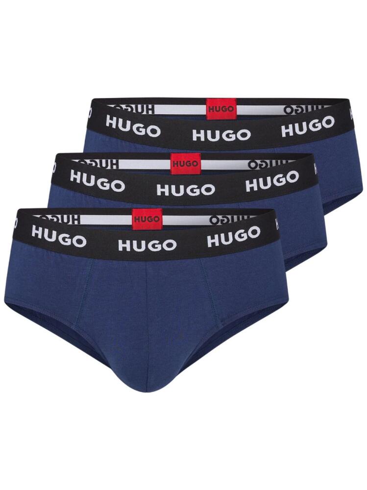 HUGO logo-waistband briefs (pack of three) - Blue Cover