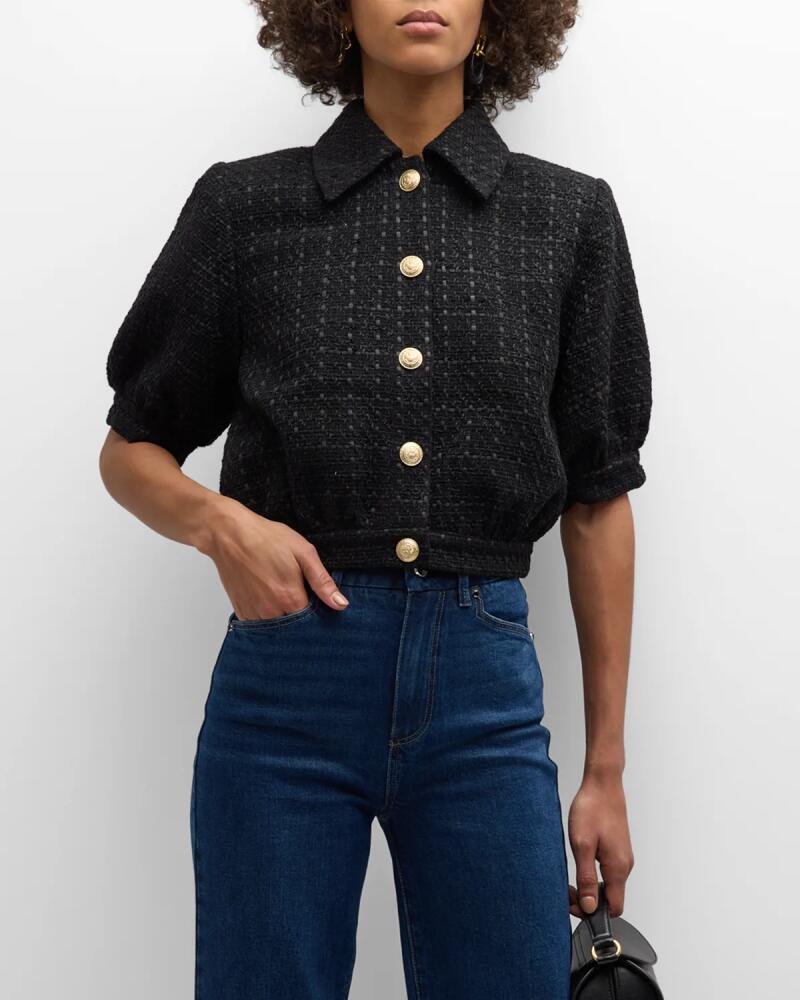 L'Agence Cove Cropped Short-Sleeve Tweed Jacket Cover