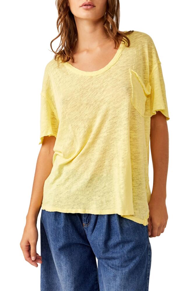 Free People All I Need Linen & Cotton T-Shirt in Yellow Tansy Cover