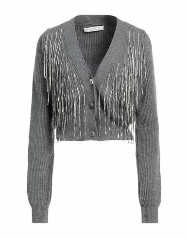 Philosophy Di Lorenzo Serafini Woman Cardigan Lead Virgin Wool, Metal, Glass Cover