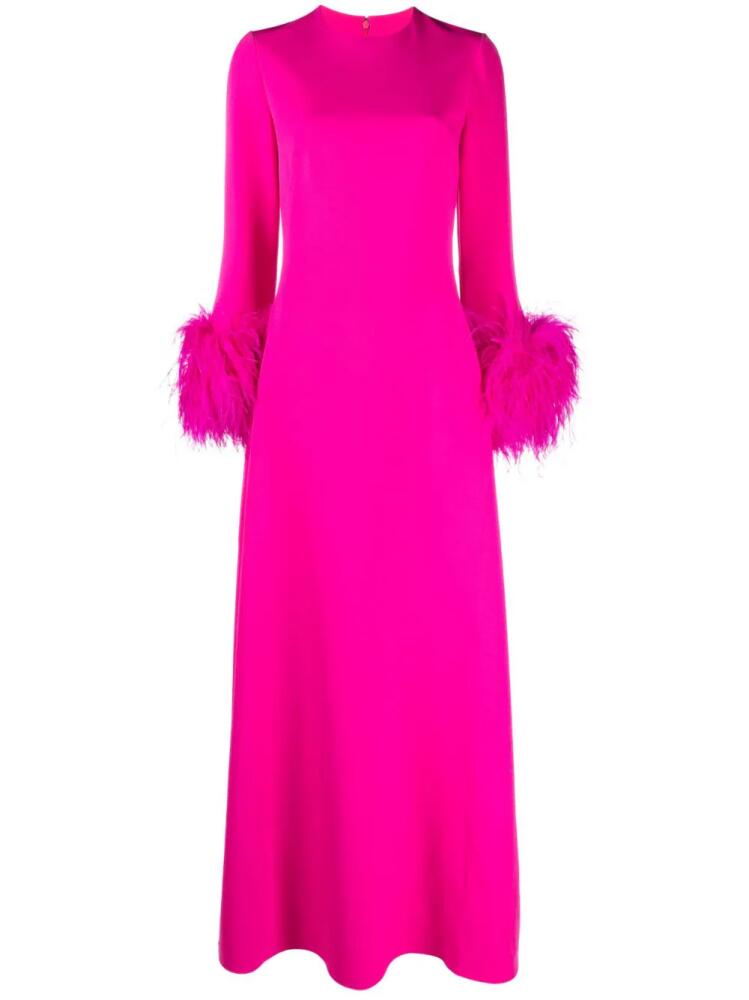 Safiyaa feather-trim long dress - Pink Cover