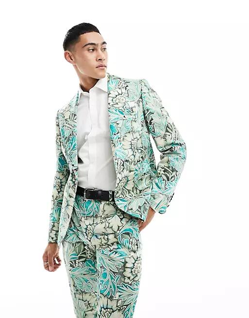 Twisted Tailor morris floral suit jacket in green Cover