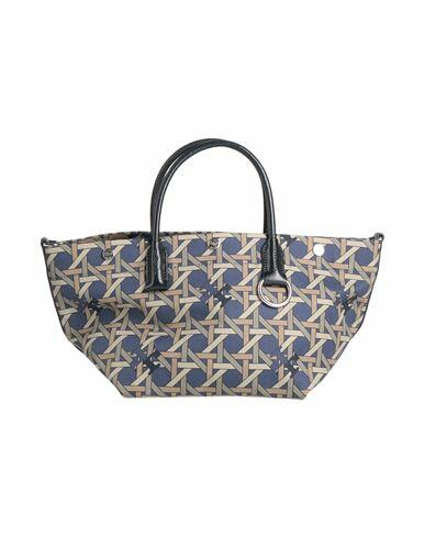 Tory Burch Woman Handbag Navy blue Textile fibers, Soft Leather Cover