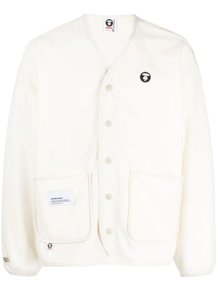 AAPE BY *A BATHING APE® logo-appliqué V-neck cardigan - Neutrals Cover