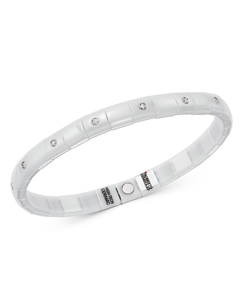 Roberto Demeglio 18K White Gold & White Ceramic Pura Stretch Bracelet with Diamonds Cover