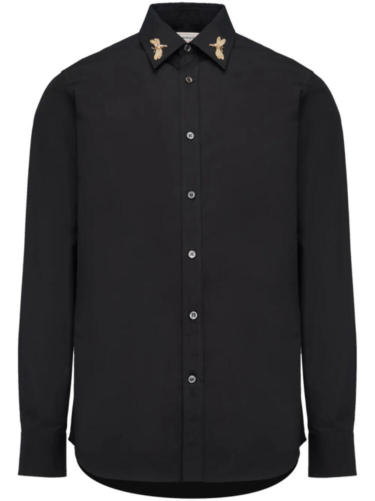 Alexander McQueen Dragonfly embroidered cotton shirt - Black Cover