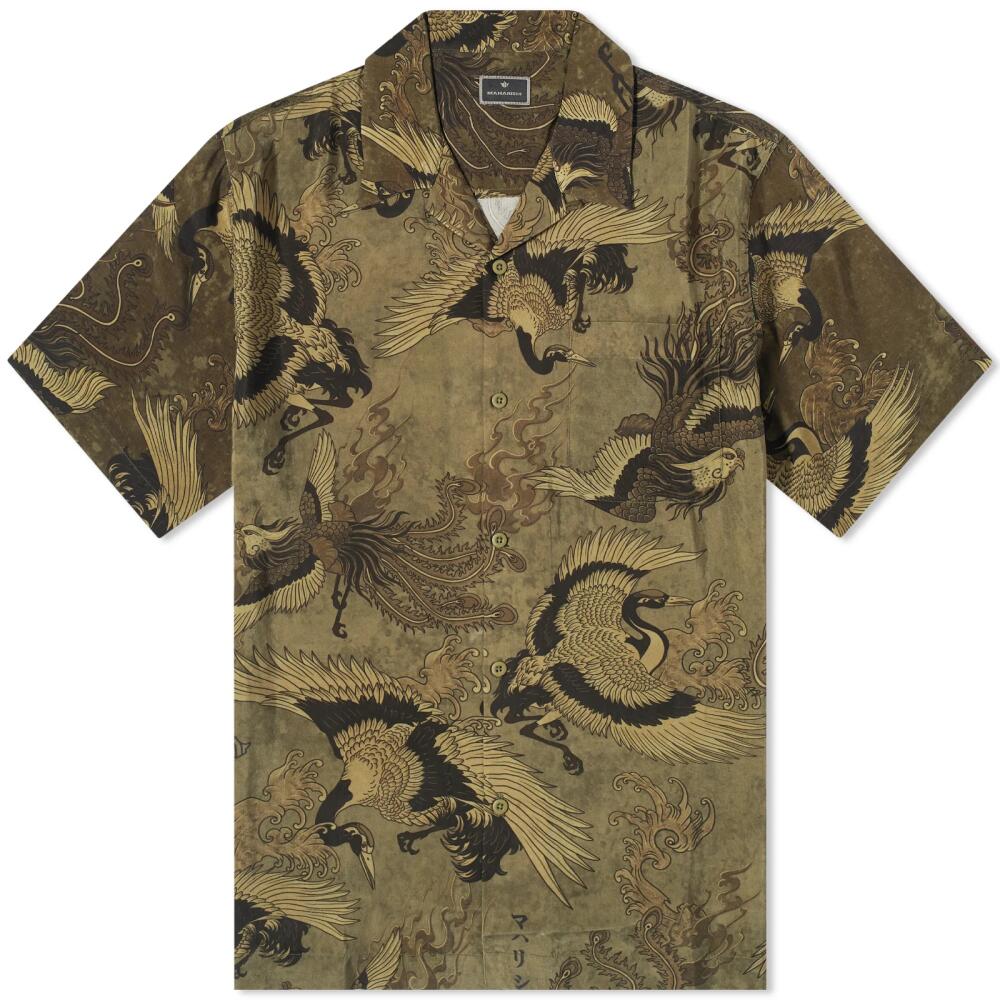 Maharishi Men's Peace Cranes Vacation Shirt in Olive Cover