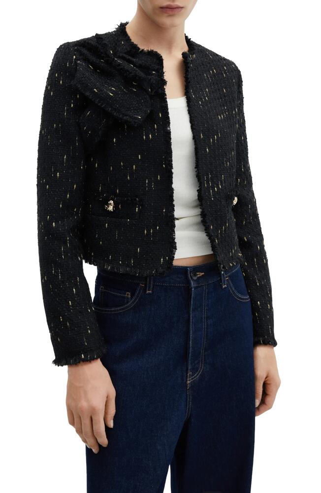 MANGO Metallic Tweed Jacket in Black Cover