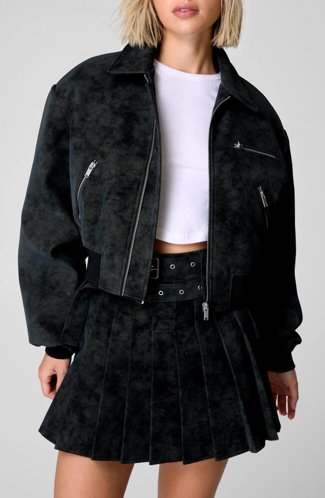 NASTY GAL Oversize Faux Suede Bomber Jacket in Black Cover