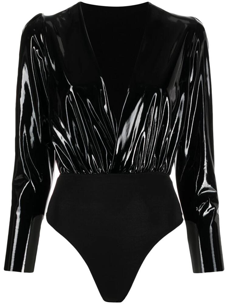 Alchemy x Lia Aram faux-patent leather bodysuit - Black Cover