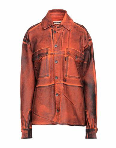 Ottolinger Woman Denim shirt Orange Cotton, Recycled cotton, Recycled polyester, Elastane Cover