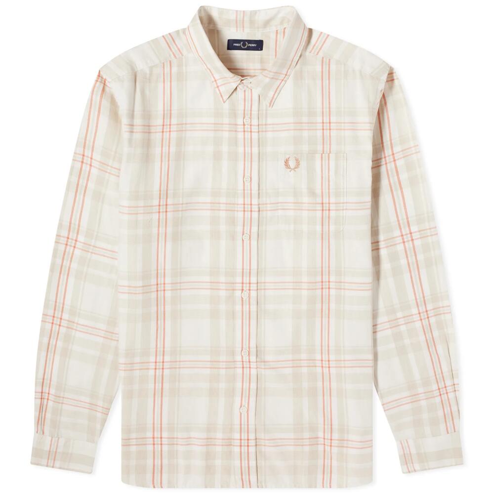 Fred Perry Men's Twill Tartan Shirt in Ecru Cover