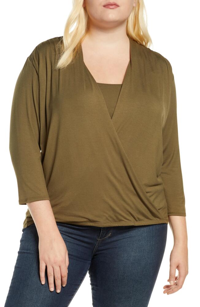 Loveappella Drape Front Top in Olive Cover