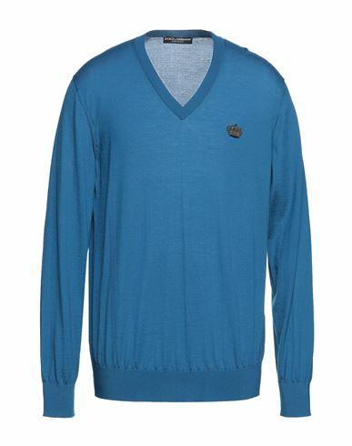 Dolce & gabbana Man Sweater Blue Cashmere, Copper, Glass, Polyester, Silk Cover