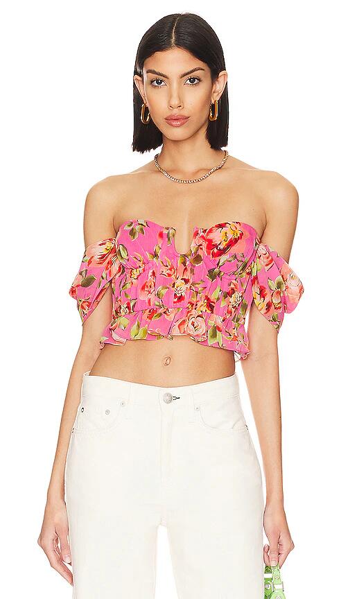 MAJORELLE Paloma Bustier Top in Pink Cover