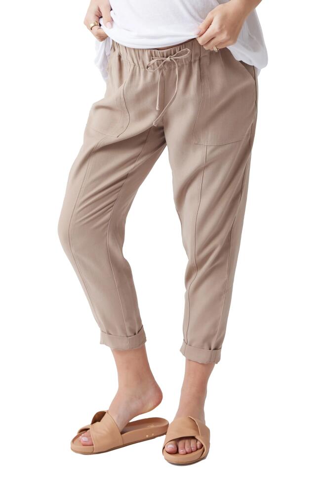 Ingrid & Isabel Twill Maternity Pants in Taupe Cover