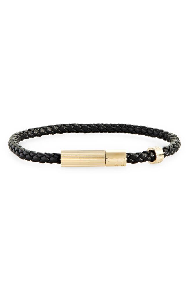 FERRAGAMO Lighter Braided Leather Bracelet in Nero/Oro Cover