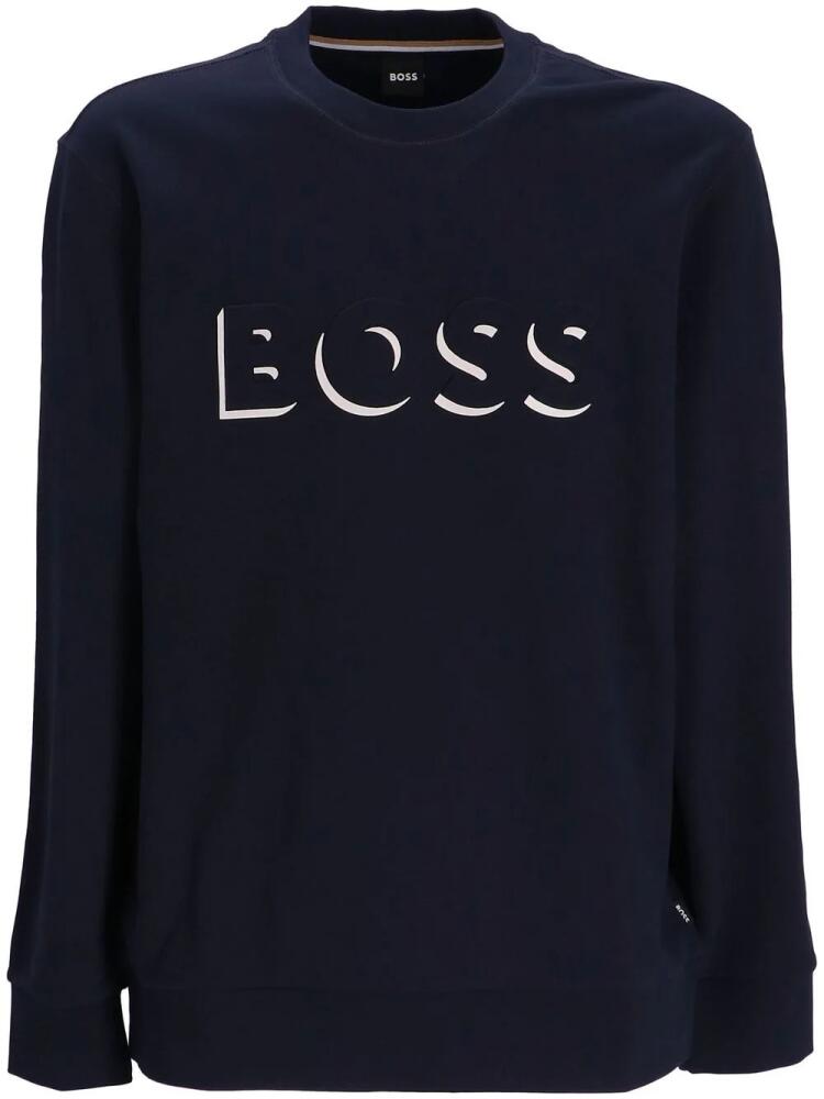 BOSS logo-print long-sleeve sweatshirt - Blue Cover