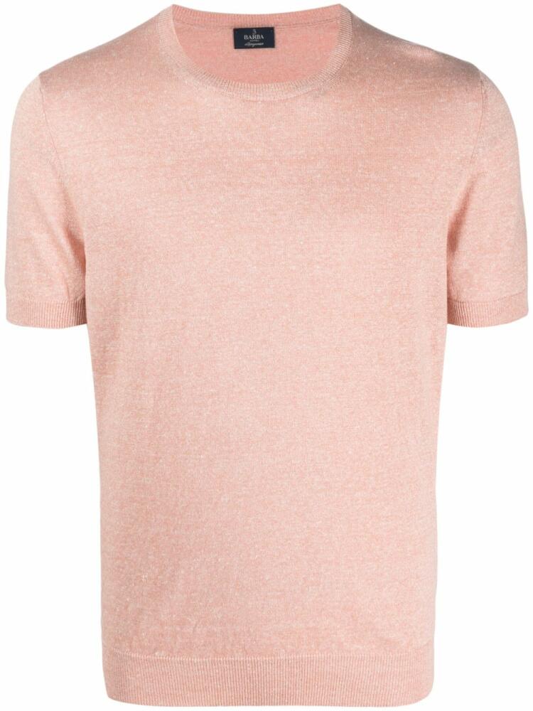 Barba ribbed-trim marl-knit T-shirt - Pink Cover