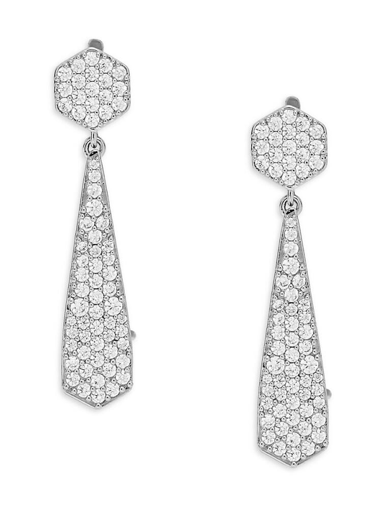 Adriana Orsini Women's Rhodium Plated & Cubic Zirconia Hexagon Drop Earrings Cover