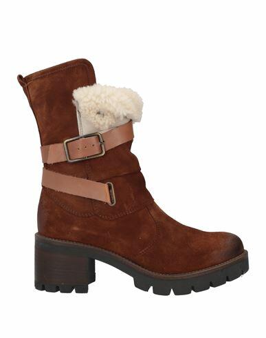 Paola Ferri Woman Ankle boots Brown Soft Leather, Shearling Cover