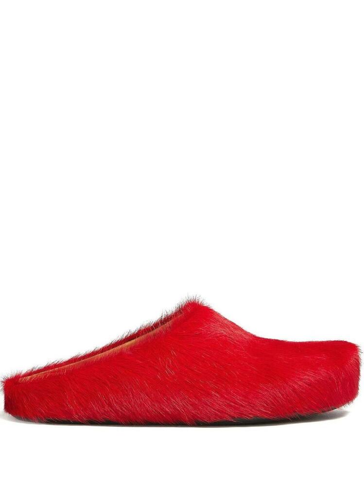 Marni Fussbet Sabot calf-hair slippers - Red Cover