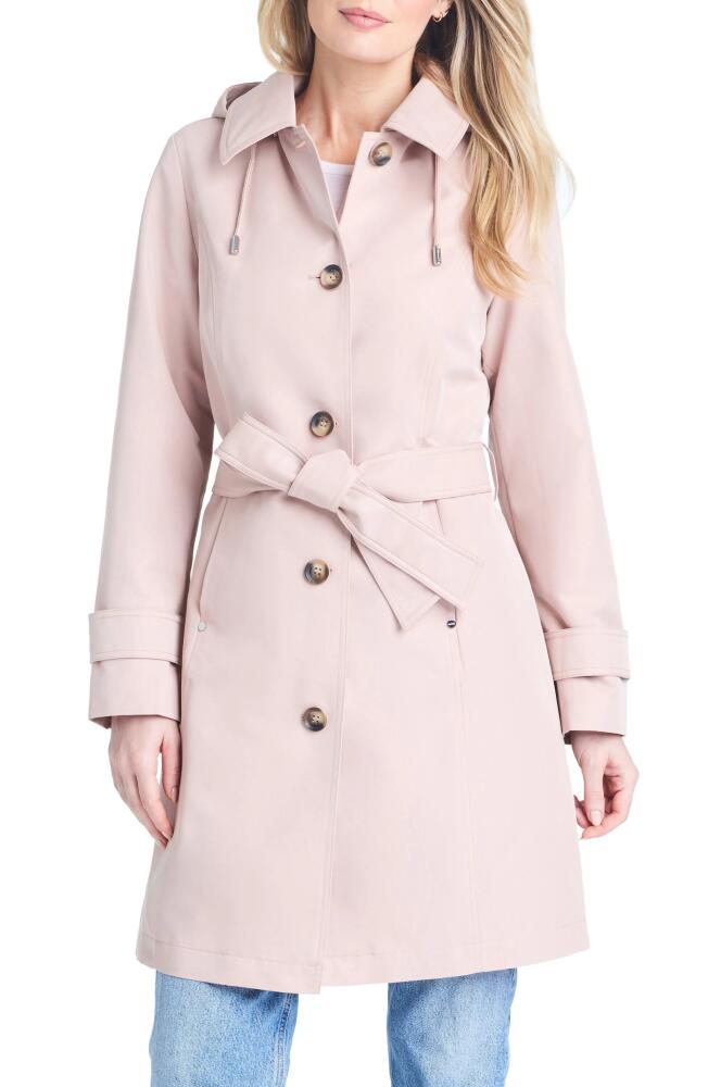 Sanctuary Single Breasted Hooded Water Resistant Trench Coat in Misty Pink Cover