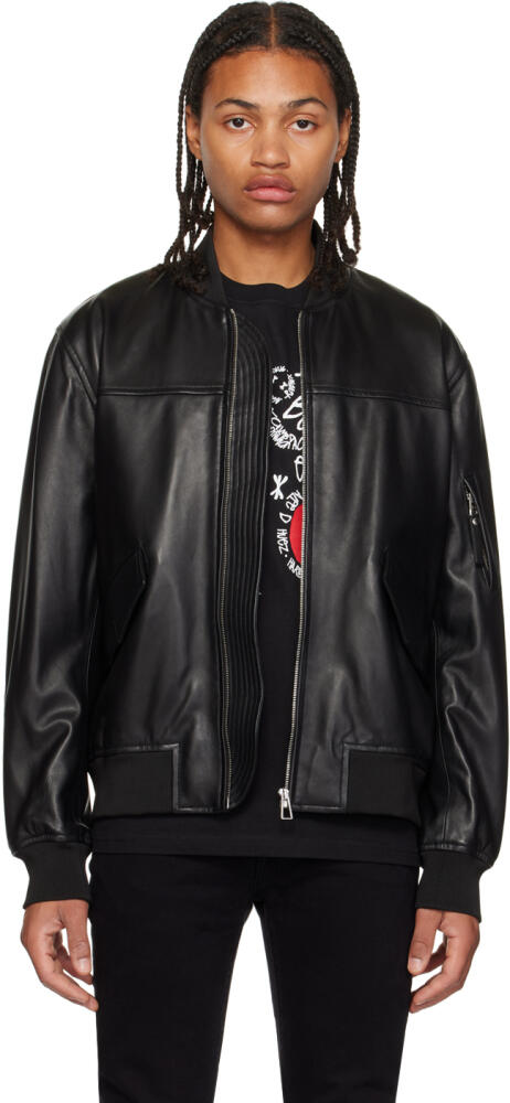 PS by Paul Smith Black Zip Leather Bomber Jacket Cover