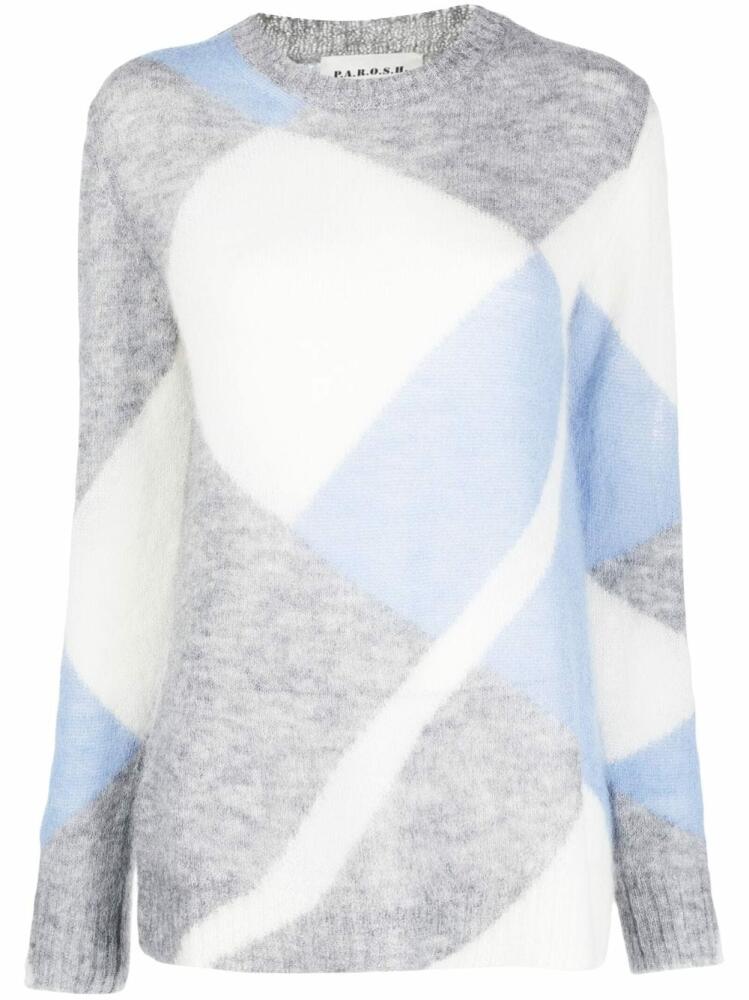 P.A.R.O.S.H. geometric-pattern crew-neck jumper - Blue Cover