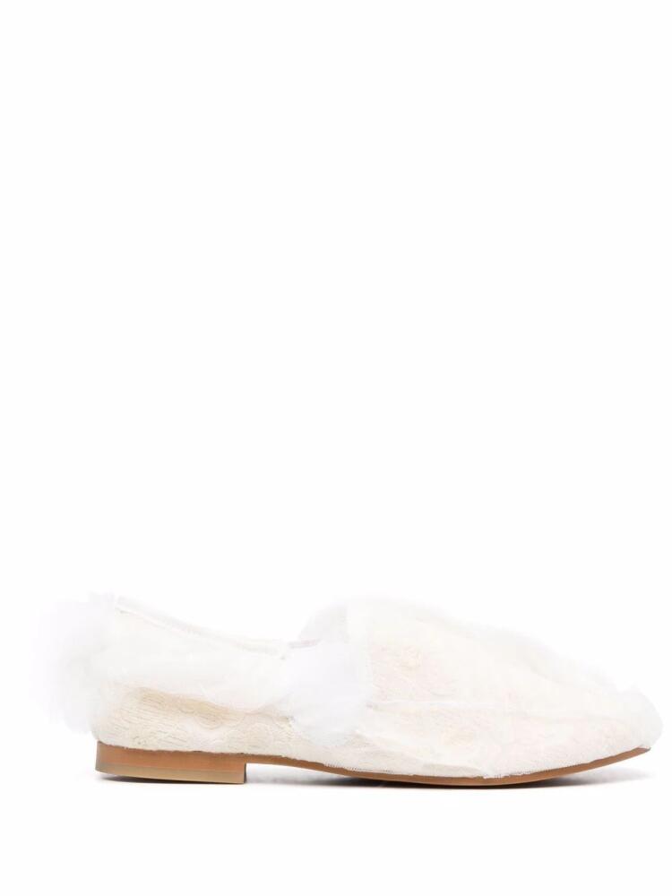 Comme Des Garçons tulle-trimmed loafers - White Cover