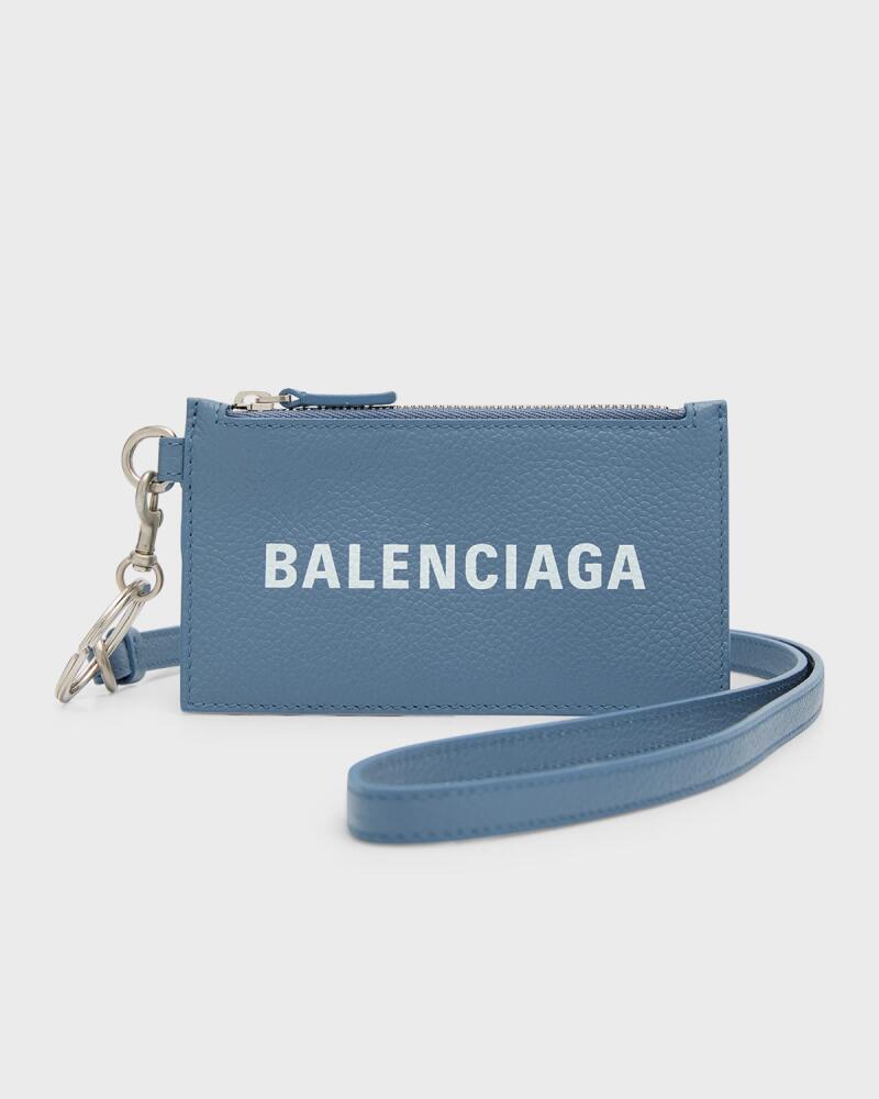 Balenciaga Men's Key Ring Leather Logo Card Case Cover