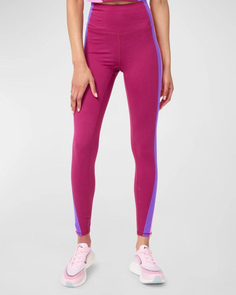 Terez Black Raspberry Side Stripe Colorblock TLC Leggings Cover