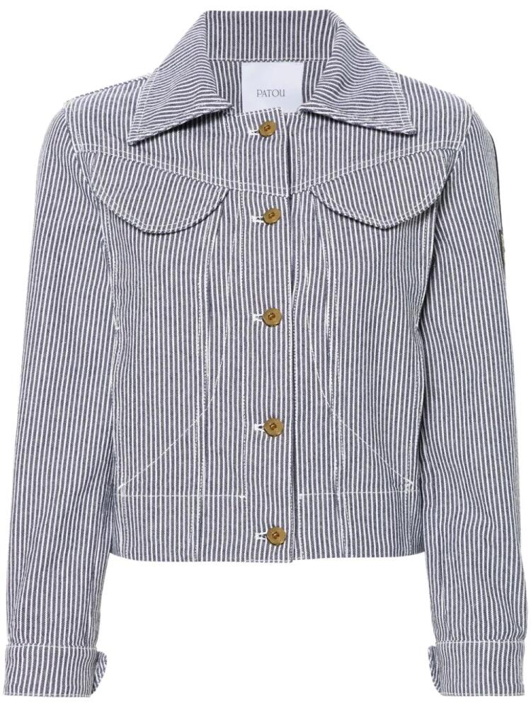 Patou striped cropped denim jacket - Blue Cover