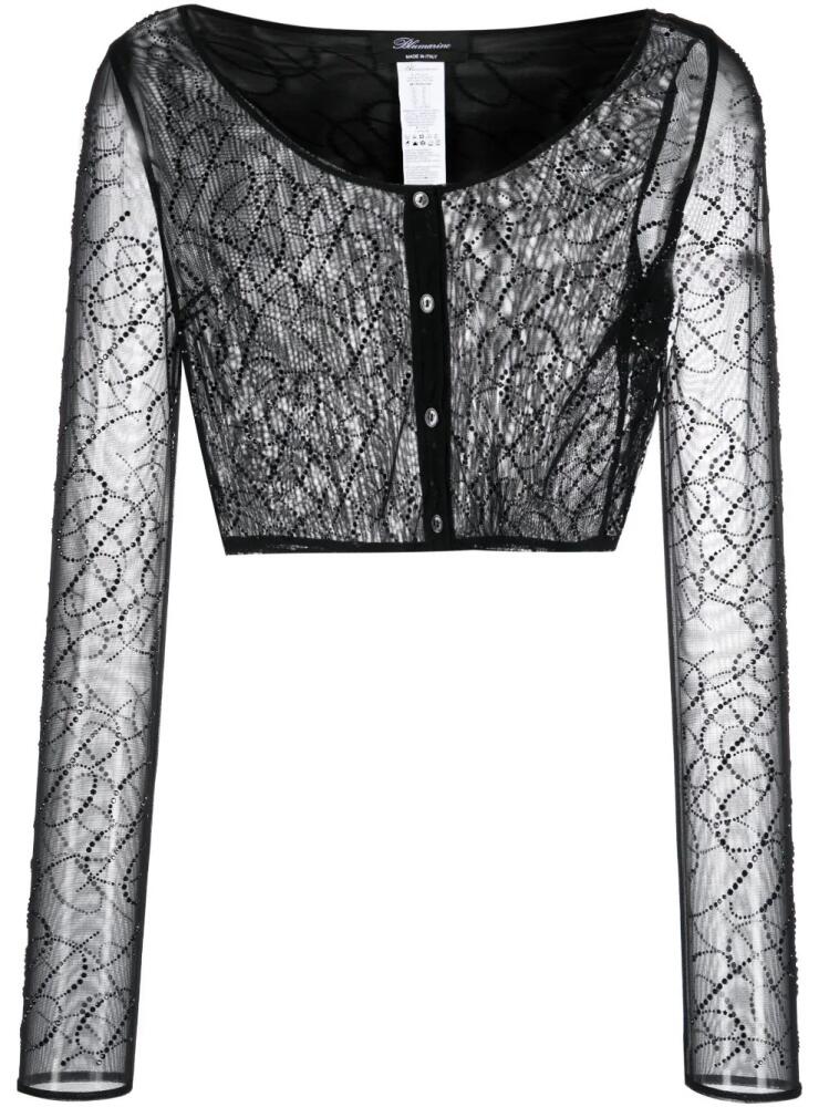 Blumarine semi-sheer cropped top - Black Cover