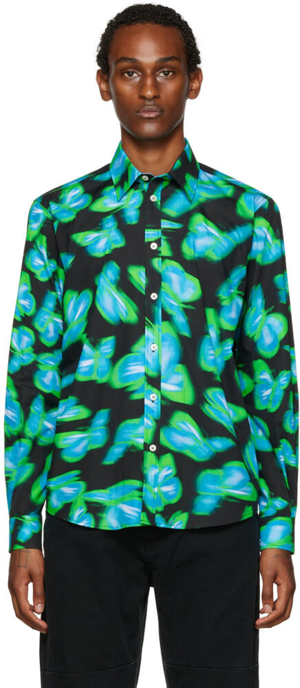 MSGM Green & Blue Printed Shirt Cover