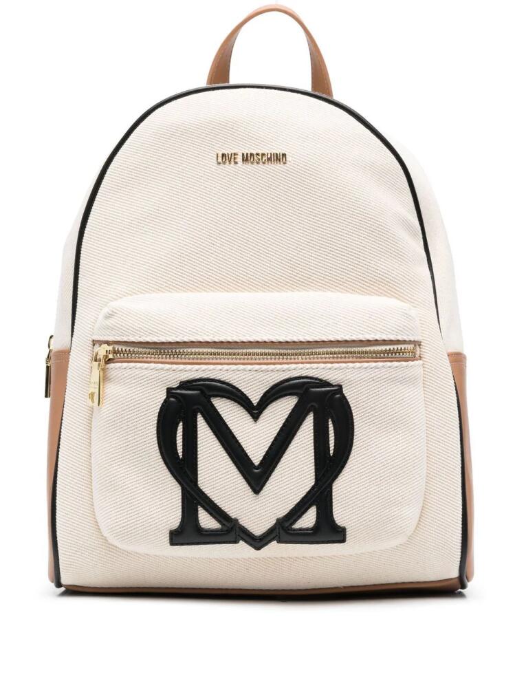 Love Moschino logo-appliqué textured backpack - Neutrals Cover