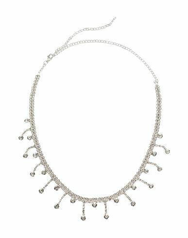 8 By Yoox Embellished Rhinestones Choker Woman Necklace Silver Copper, Glass Cover