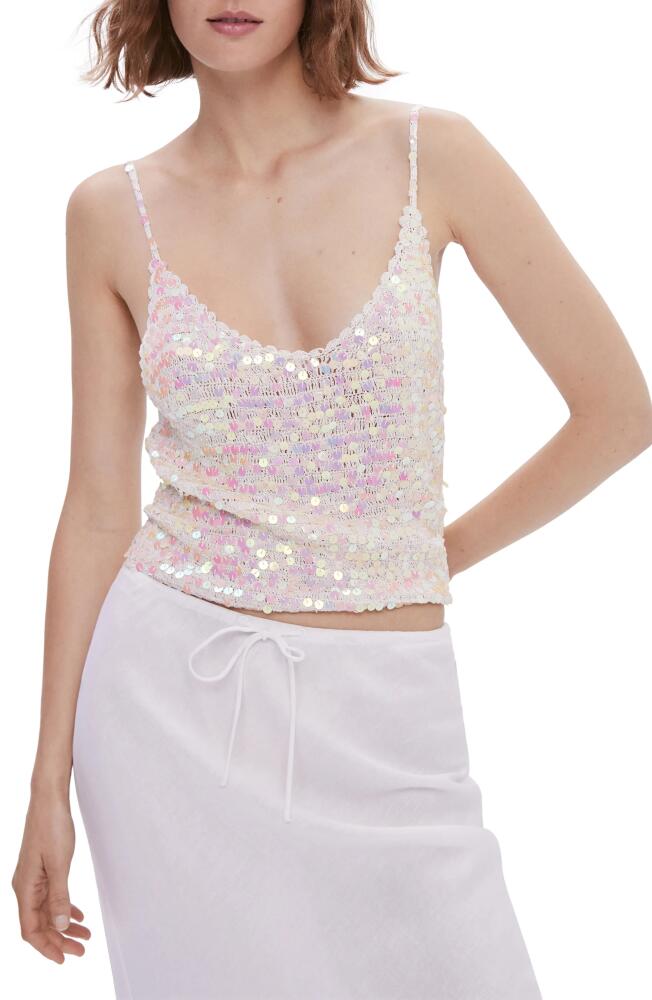 MANGO Sequin Knit Camisole in Light/pastel Grey Cover