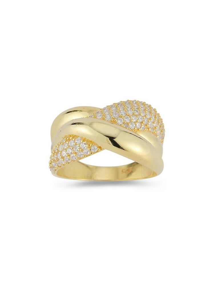 SPHERA MILANO Women's Plated Sterling Silver & Cubic Zirconia Pave Crossover Ring - Gold Cover