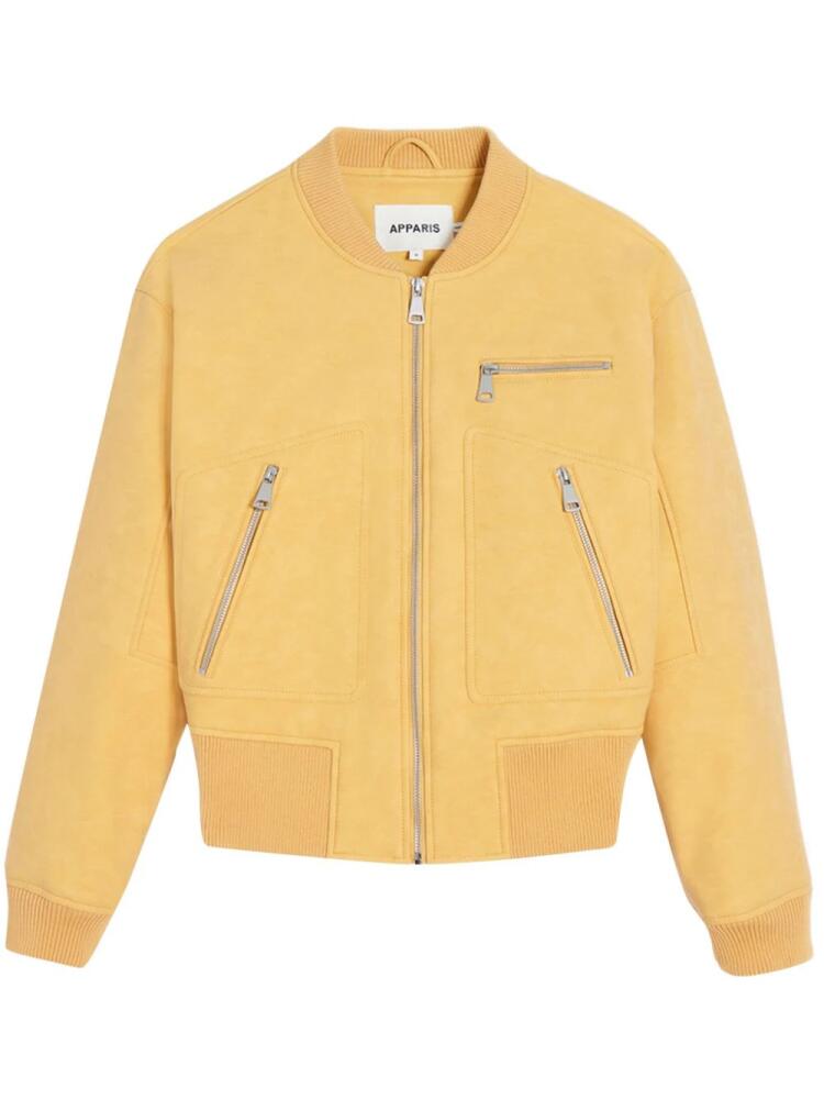 Apparis faux-leather bomber jacket - Yellow Cover